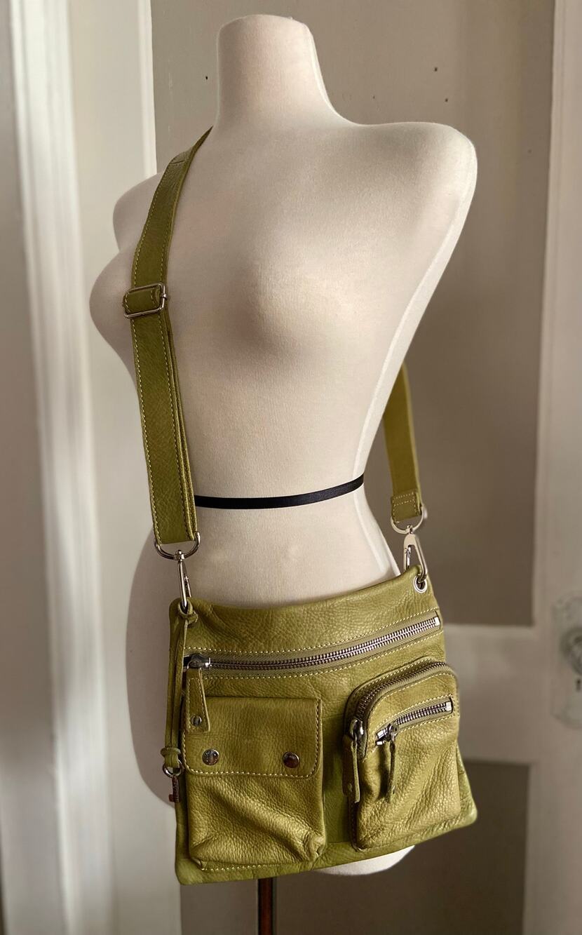 FOSSIL Green Pebbled Leather Crossbody Bag